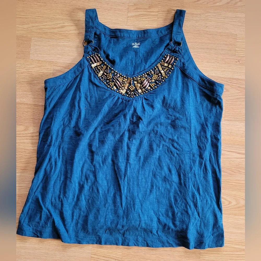 Blue beaded top - Picture 1 of 4